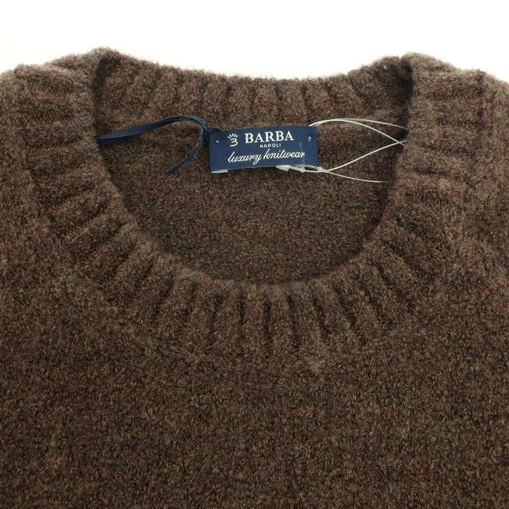 【新品】バルバ BARBA ウールナイロン クルーネック プルオーバーニット ブラウン【 50 】【 状態ランクN 】【 メンズ 】
