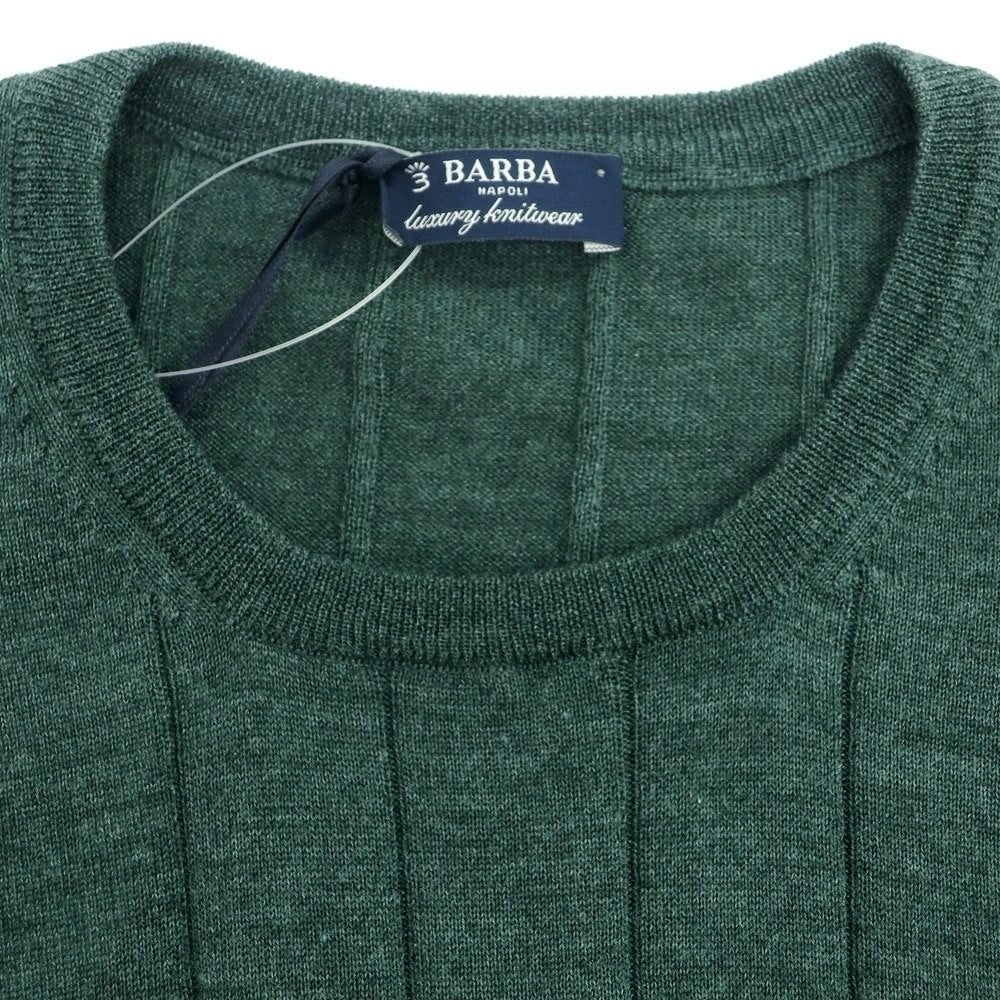 【新品】バルバ BARBA ハイゲージ ウールシルク クルーネック プルオーバーニット ダークグリーン【 50 】【 状態ランクN 】【 メンズ 】