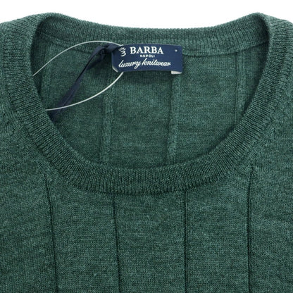 【新品】バルバ BARBA ハイゲージ ウールシルク クルーネック プルオーバーニット ダークグリーン【 50 】【 状態ランクN 】【 メンズ 】