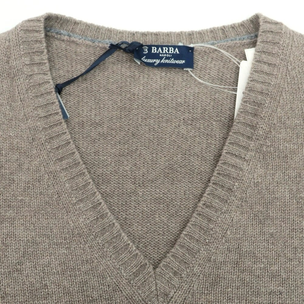 【新品】バルバ BARBA ウールレーヨンカシミヤ Vネック プルオーバーニット トープ系【 50 】【 状態ランクN 】【 メンズ 】