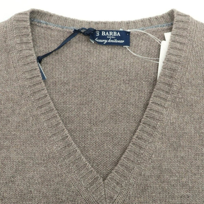 【新品】バルバ BARBA ウールレーヨンカシミヤ Vネック プルオーバーニット トープ系【 50 】【 状態ランクN 】【 メンズ 】