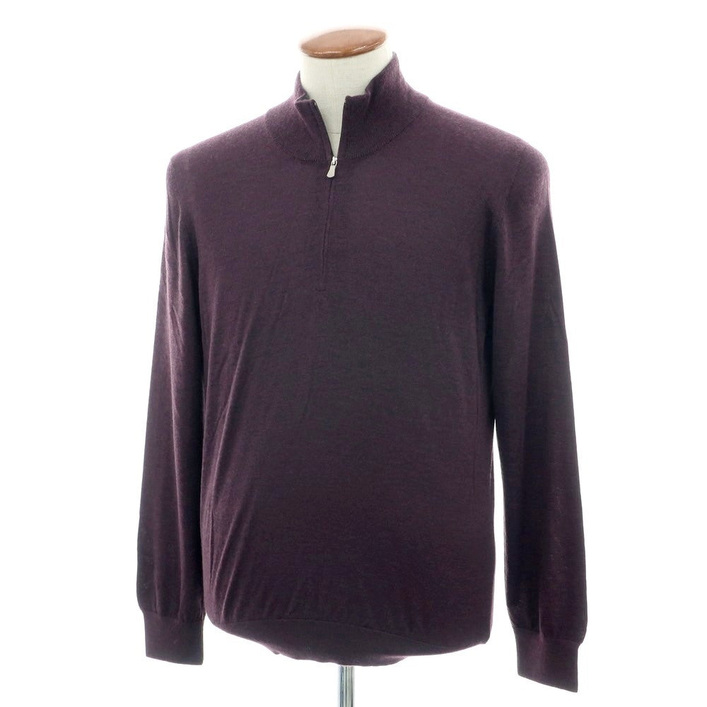 【新品】バルバ BARBA ハイゲージ カシミヤシルク ハーフジップ プルオーバーニット パープル【 50 】【 状態ランクN 】【 メンズ 】