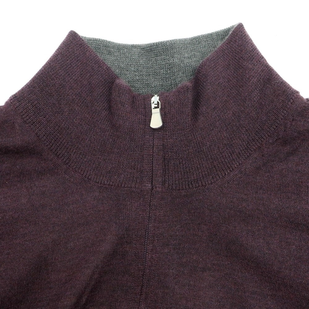【新品】バルバ BARBA ハイゲージ カシミヤシルク ハーフジップ プルオーバーニット パープル【 50 】【 状態ランクN 】【 メンズ 】