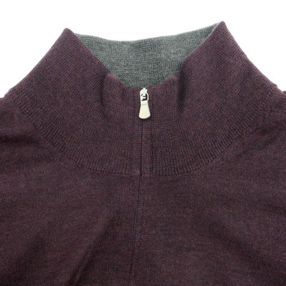 【新品】バルバ BARBA ハイゲージ カシミヤシルク ハーフジップ プルオーバーニット パープル【 50 】【 状態ランクN 】【 メンズ 】