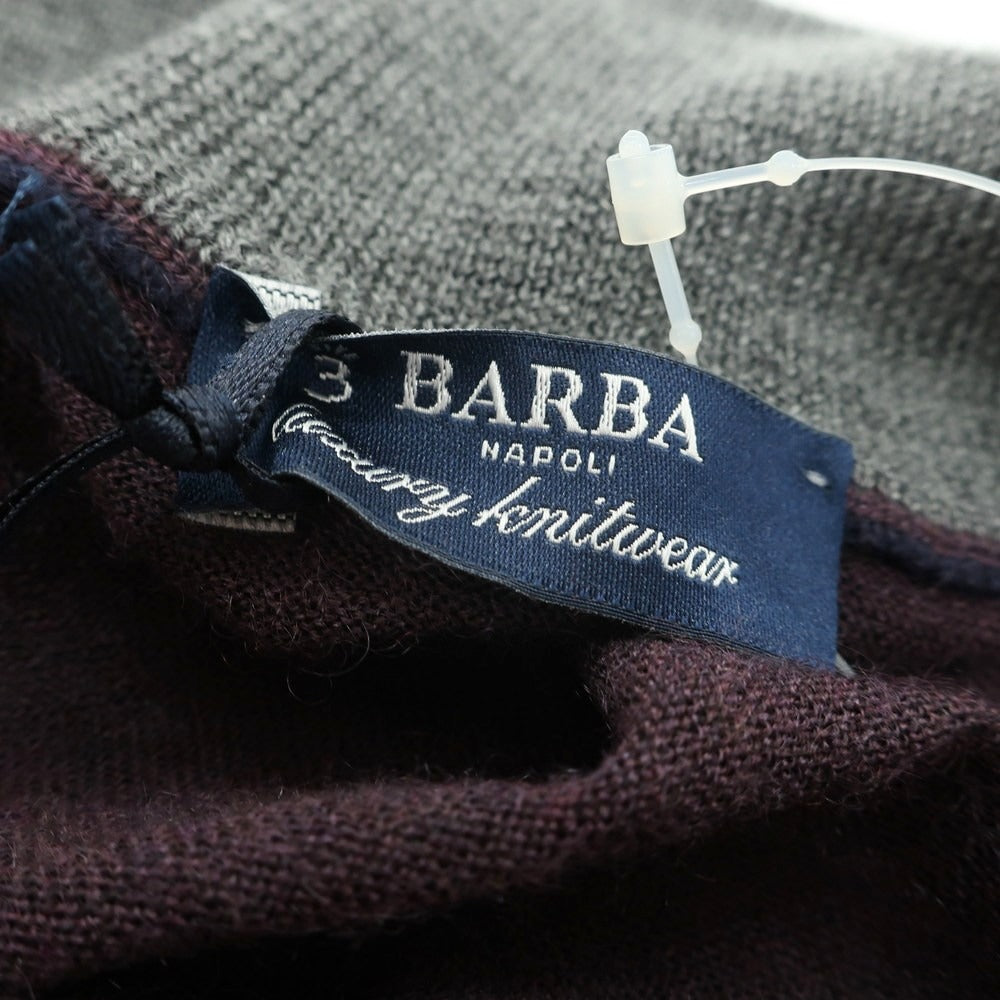 【新品】バルバ BARBA ハイゲージ カシミヤシルク ハーフジップ プルオーバーニット パープル【 50 】【 状態ランクN 】【 メンズ 】