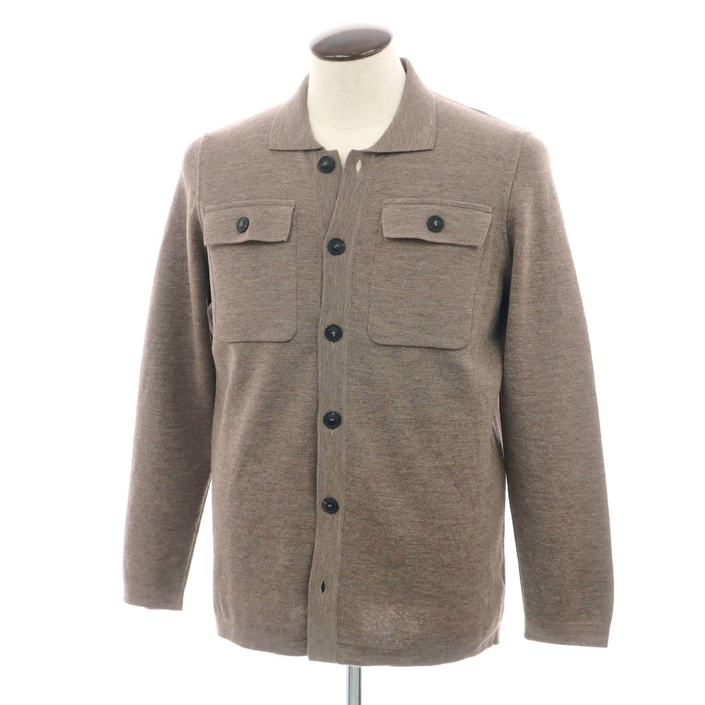 【新品】バルバ BARBA ウール シャツ型 ニット カーディガン アッシュブラウン系【 50 】【 状態ランクN 】【 メンズ 】