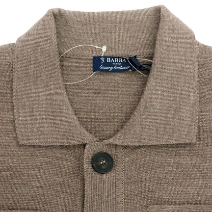【新品】バルバ BARBA ウール シャツ型 ニット カーディガン アッシュブラウン系【 50 】【 状態ランクN 】【 メンズ 】