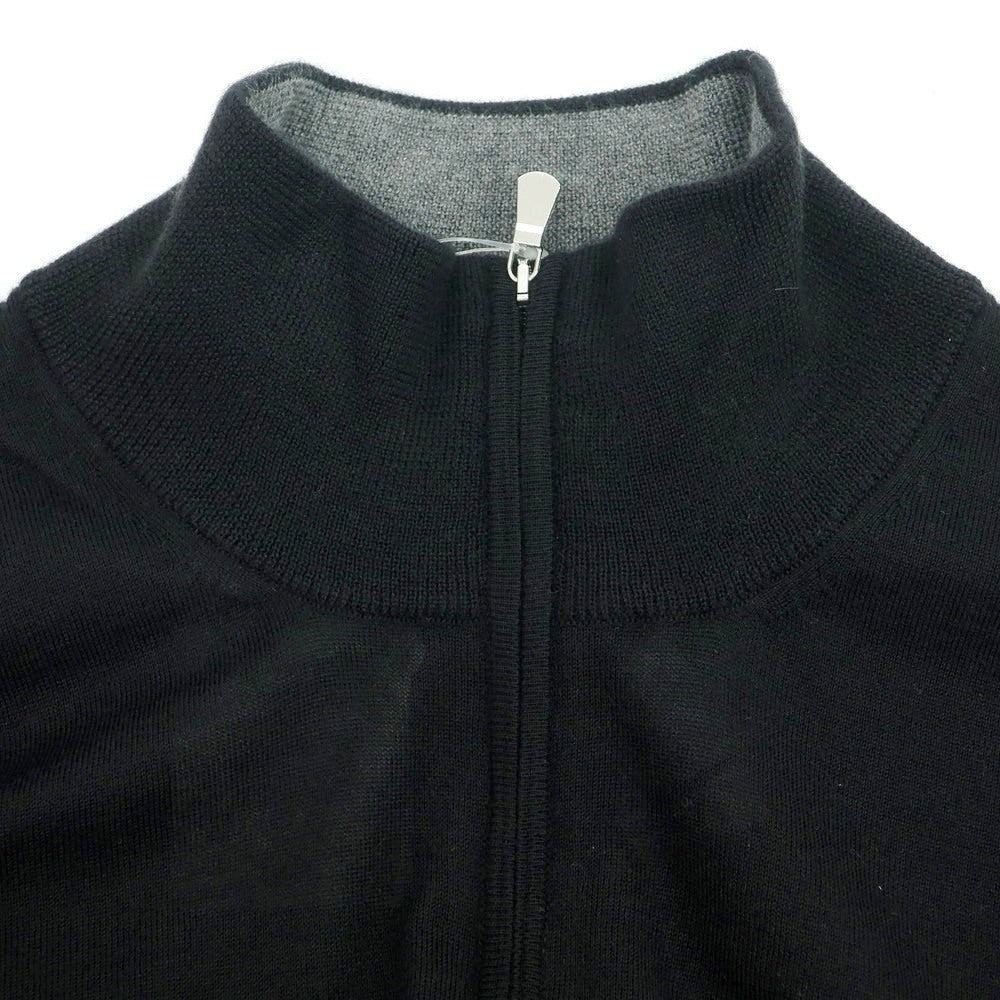 【新品】バルバ BARBA ハイゲージ カシミヤシルク スタンドカラー ダブルジップ カーディガン ブラック【 50 】【 状態ランクN 】【 メンズ 】