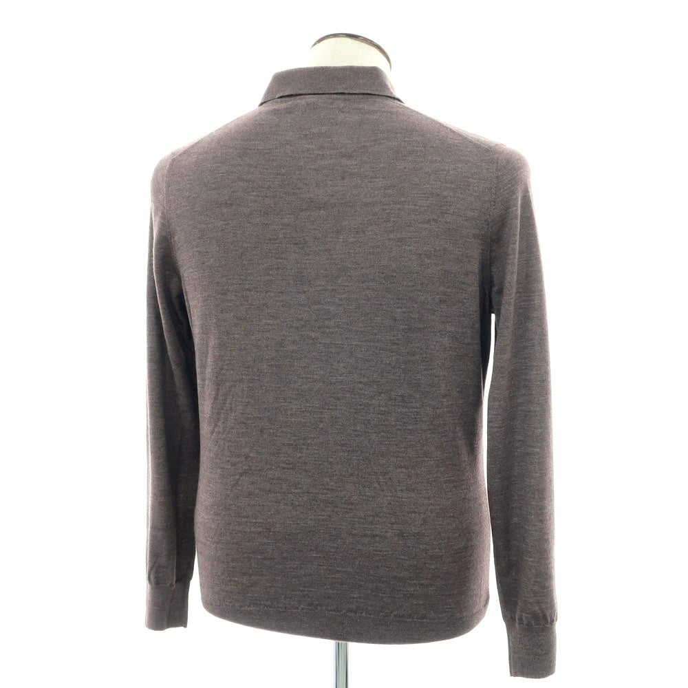 【新品】バルバ BARBA ハイゲージ カシミヤシルク 長袖 ポロニット ブラウン系【 50 】【 状態ランクN 】【 メンズ 】