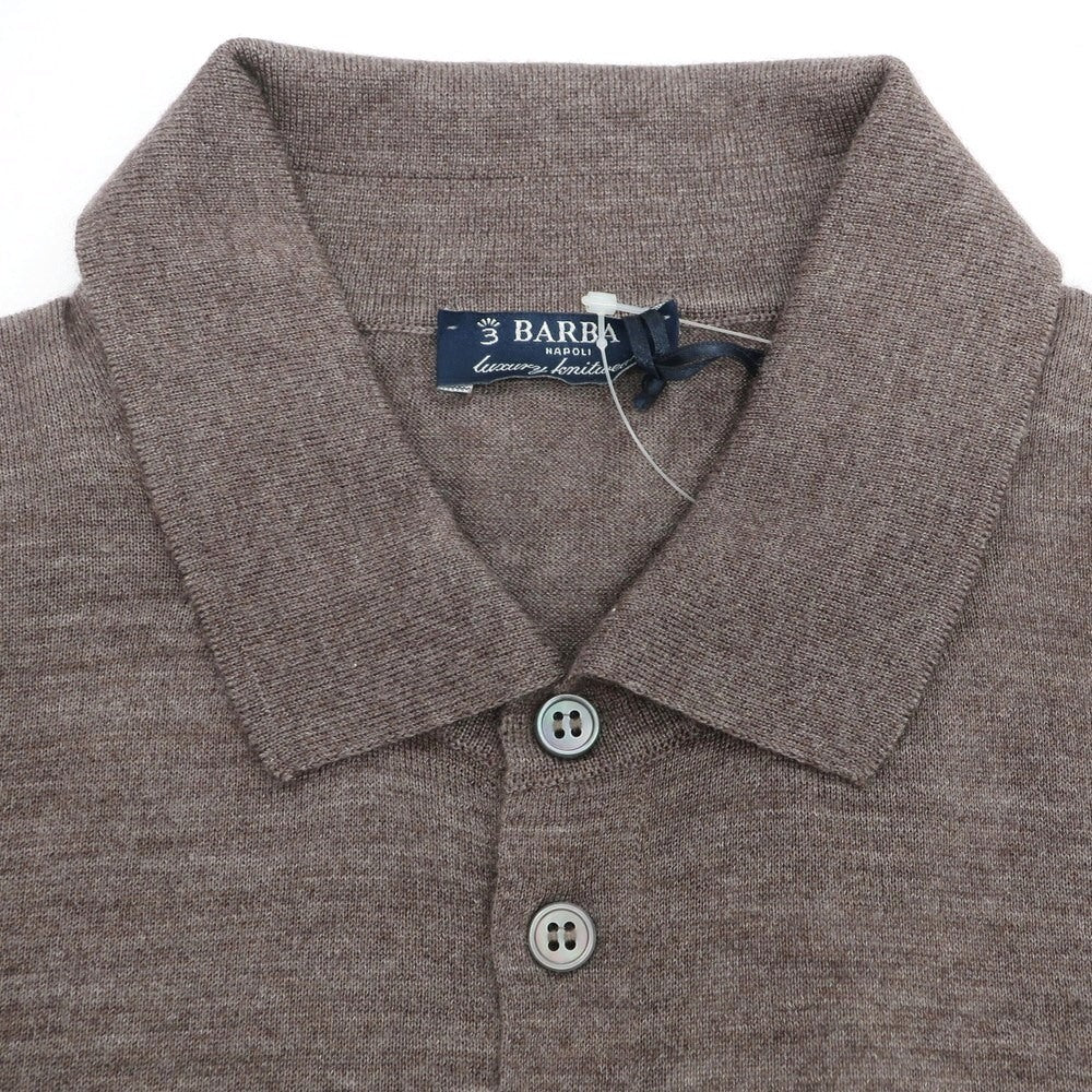 【新品】バルバ BARBA ハイゲージ カシミヤシルク 長袖 ポロニット ブラウン系【 50 】【 状態ランクN 】【 メンズ 】