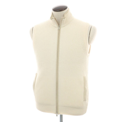 【新品】バルバ BARBA リブ編み カシミヤ スタンドカラー ダブルジップ ニットベスト アイボリー【 50 】【 状態ランクN 】【 メンズ 】