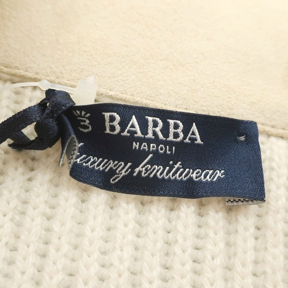 【新品】バルバ BARBA リブ編み カシミヤ スタンドカラー ダブルジップ ニットベスト アイボリー【 50 】【 状態ランクN 】【 メンズ 】