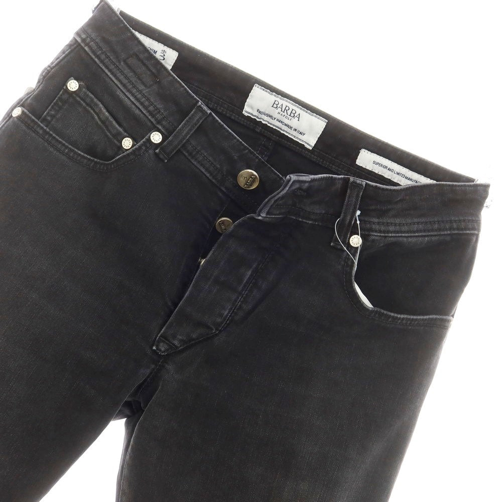 [New Outlet] BARBA Stretch Cotton Jeans Denim Pants Black [34] [Condition Rank N-] [Men&