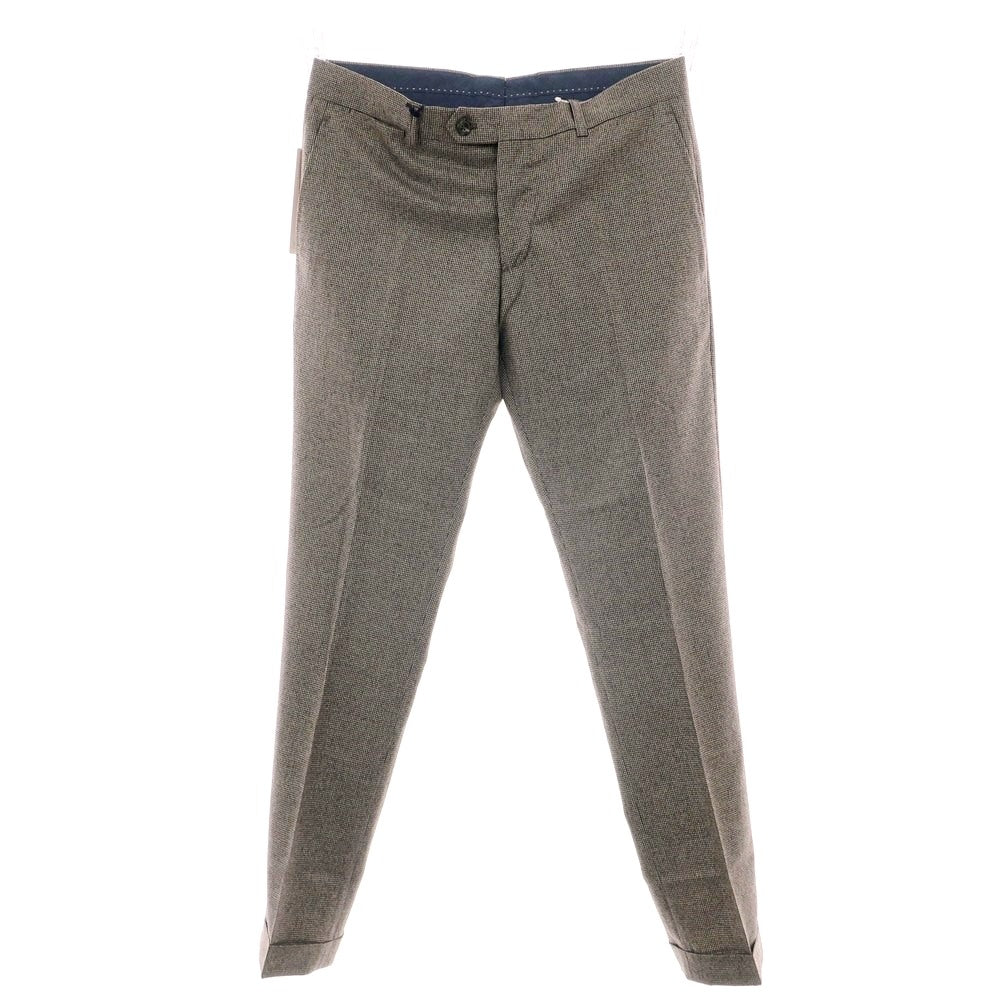 【新品】バルバ BARBA MILANO ウール ハウンドトゥース ドレススラックスパンツ ダークブラウンxグレージュ系【 48 】【 状態ランクN 】【 メンズ 】