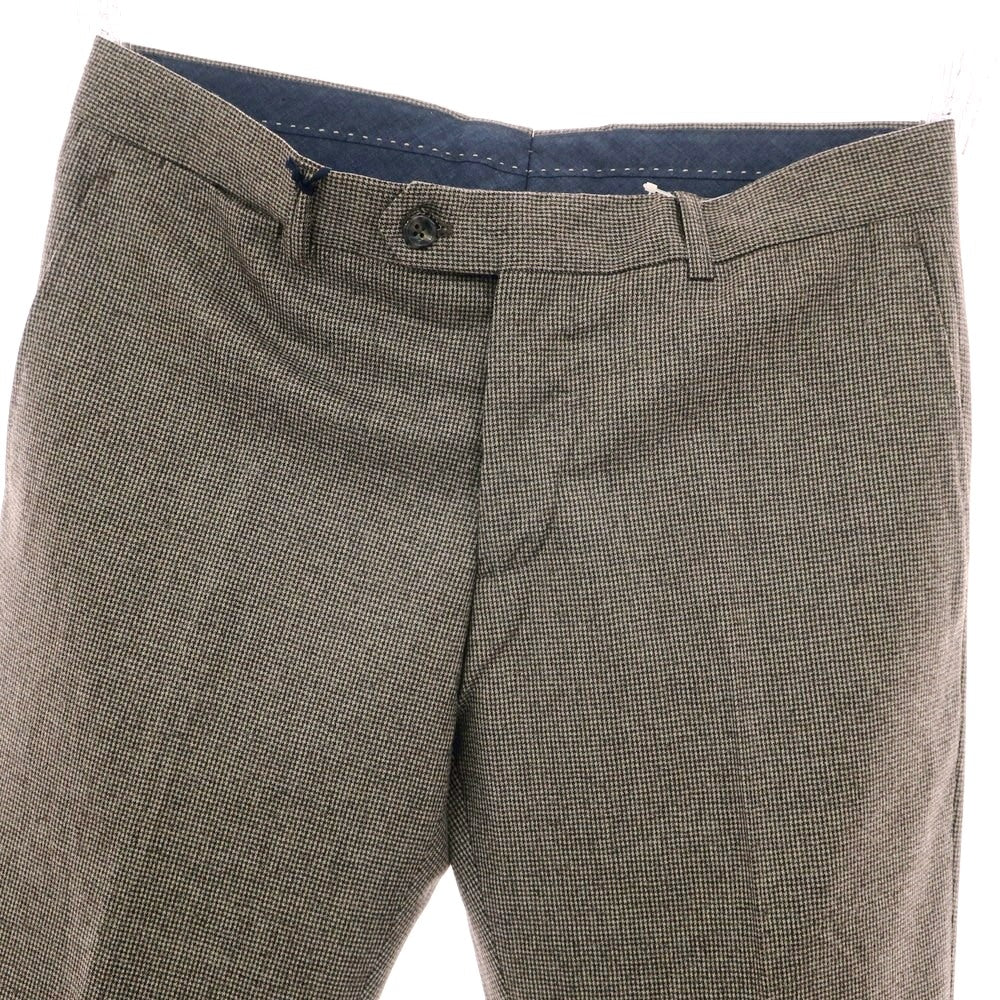 【新品】バルバ BARBA MILANO ウール ハウンドトゥース ドレススラックスパンツ ダークブラウンxグレージュ系【 48 】【 状態ランクN 】【 メンズ 】