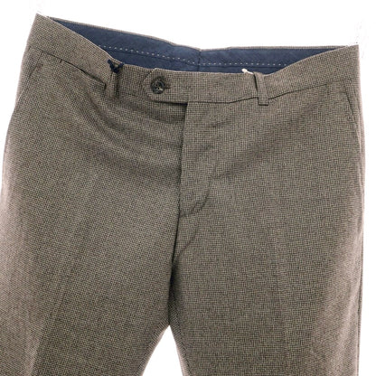【新品】バルバ BARBA MILANO ウール ハウンドトゥース ドレススラックスパンツ ダークブラウンxグレージュ系【 48 】【 状態ランクN 】【 メンズ 】