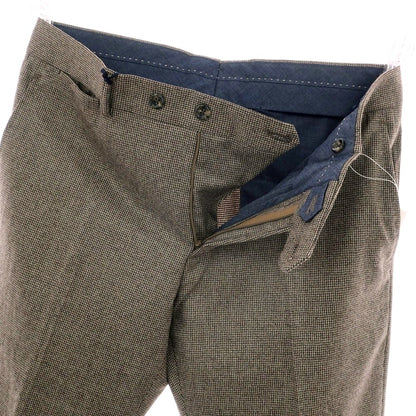 【新品】バルバ BARBA MILANO ウール ハウンドトゥース ドレススラックスパンツ ダークブラウンxグレージュ系【 48 】【 状態ランクN 】【 メンズ 】