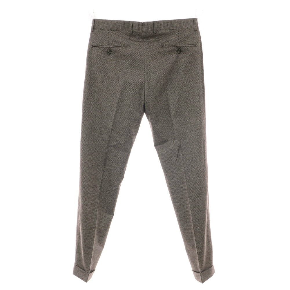 【新品】バルバ BARBA MILANO ウール ハウンドトゥース ドレススラックスパンツ ダークブラウンxグレージュ系【 48 】【 状態ランクN 】【 メンズ 】