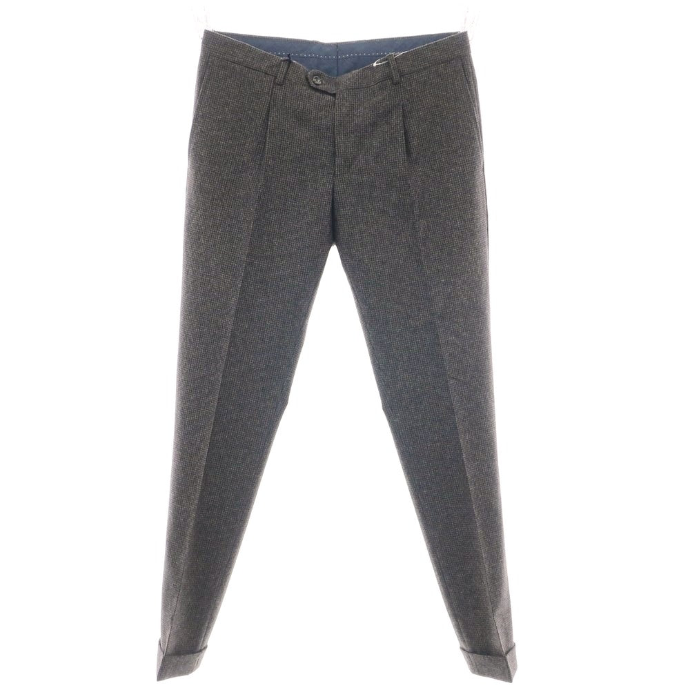 【新品】バルバ BARBA NAPOLI ウール ドレススラックスパンツ ブラウンxブラック【 48 】【 状態ランクN 】【 メンズ 】