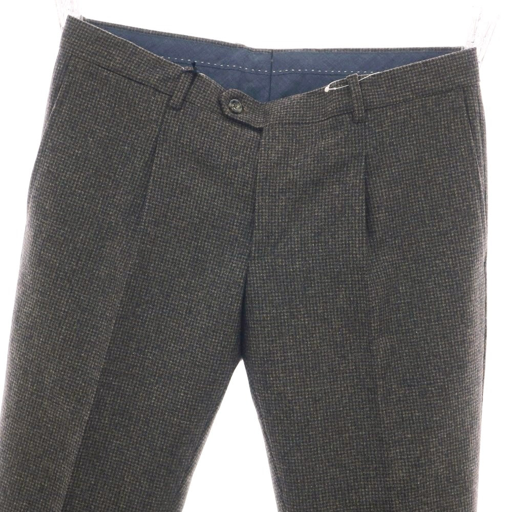 【新品】バルバ BARBA NAPOLI ウール ドレススラックスパンツ ブラウンxブラック【 48 】【 状態ランクN 】【 メンズ 】
