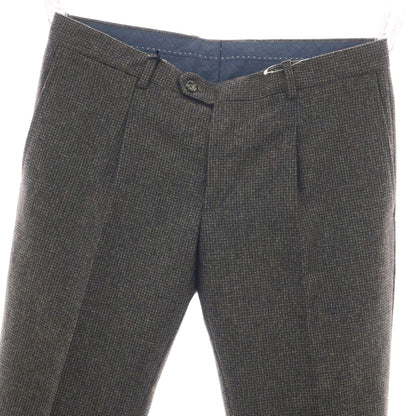 【新品】バルバ BARBA NAPOLI ウール ドレススラックスパンツ ブラウンxブラック【 48 】【 状態ランクN 】【 メンズ 】