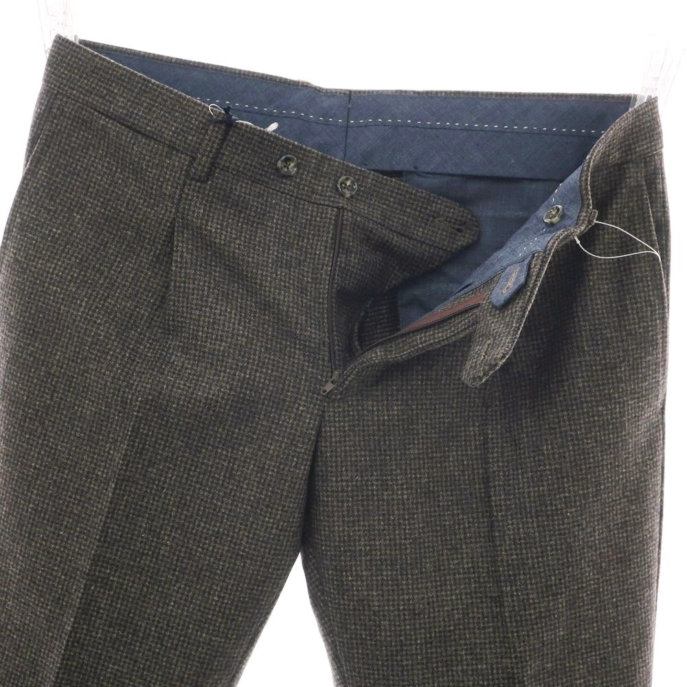 【新品】バルバ BARBA NAPOLI ウール ドレススラックスパンツ ブラウンxブラック【 48 】【 状態ランクN 】【 メンズ 】