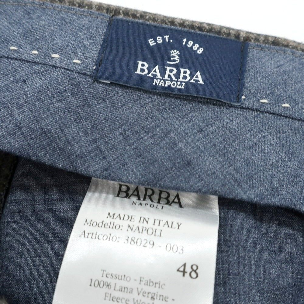 【新品】バルバ BARBA NAPOLI ウール ドレススラックスパンツ ブラウンxブラック【 48 】【 状態ランクN 】【 メンズ 】