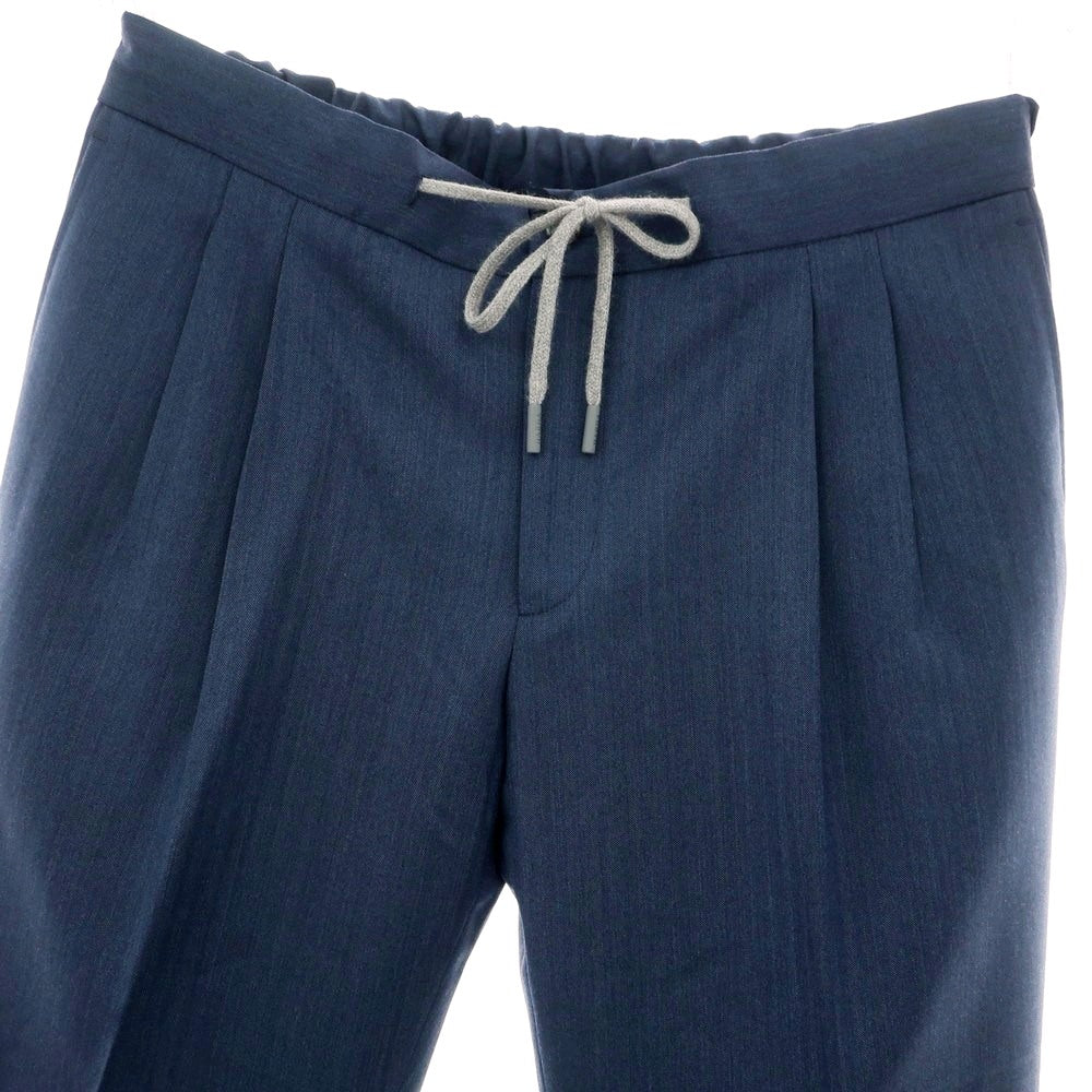 【新品】バルバ BARBA ROMA ウール イージースラックスパンツ ネイビー【 48 】【 状態ランクN 】【 メンズ 】