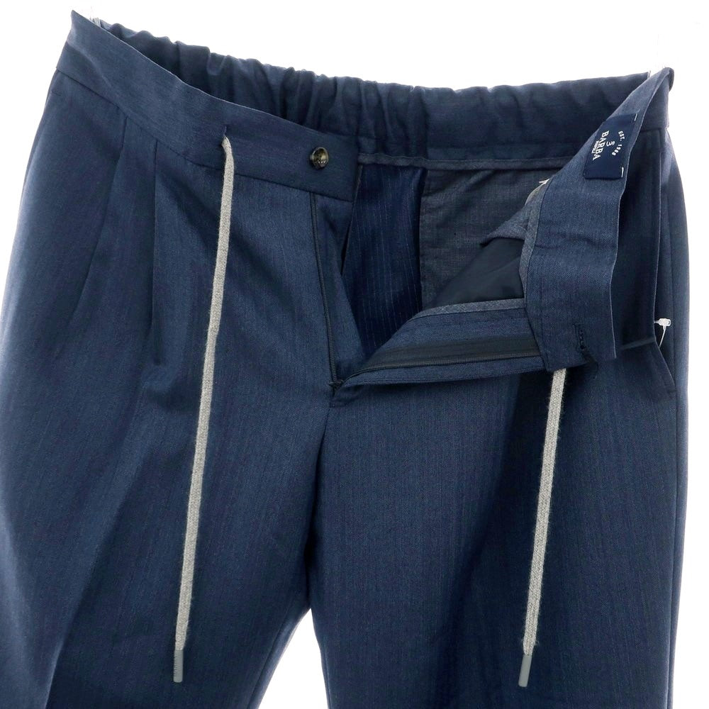 【新品】バルバ BARBA ROMA ウール イージースラックスパンツ ネイビー【 48 】【 状態ランクN 】【 メンズ 】