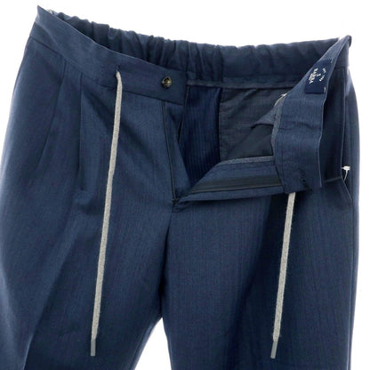 【新品】バルバ BARBA ROMA ウール イージースラックスパンツ ネイビー【 48 】【 状態ランクN 】【 メンズ 】