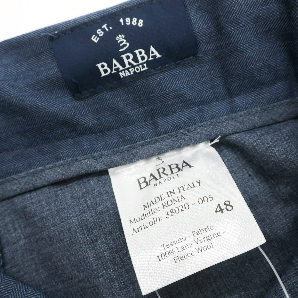 【新品】バルバ BARBA ROMA ウール イージースラックスパンツ ネイビー【 48 】【 状態ランクN 】【 メンズ 】