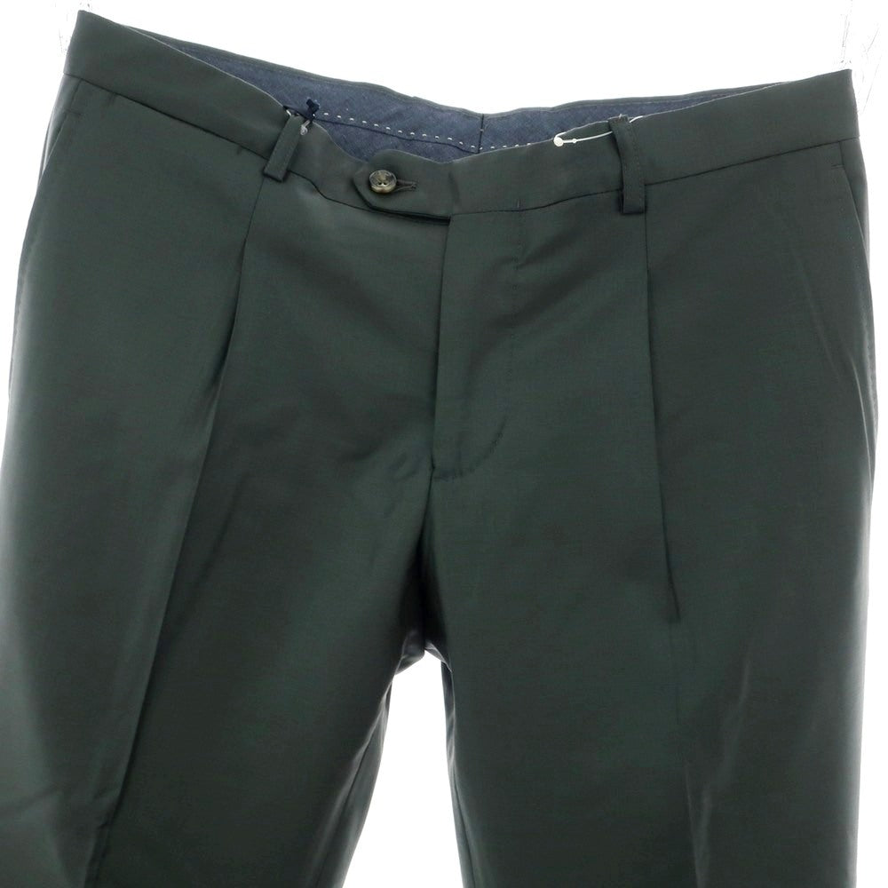 【新品】バルバ BARBA NAPOLI ウールカシミヤ  ドレススラックスパンツ ダークグリーン系【 48 】【 状態ランクN 】【 メンズ 】