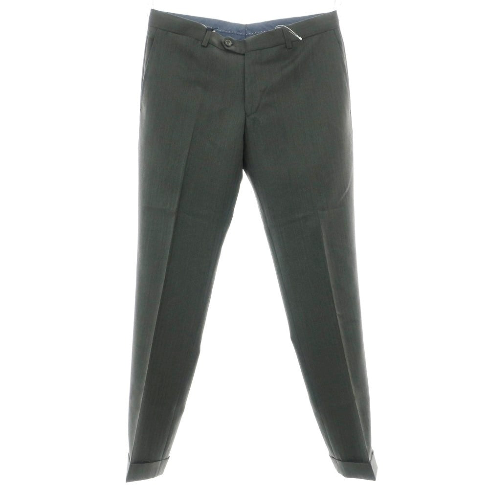 【新品】バルバ BARBA MILANO ウール ドレススラックスパンツ ダークオリーブxブラック【 48 】【 状態ランクN 】【 メンズ 】