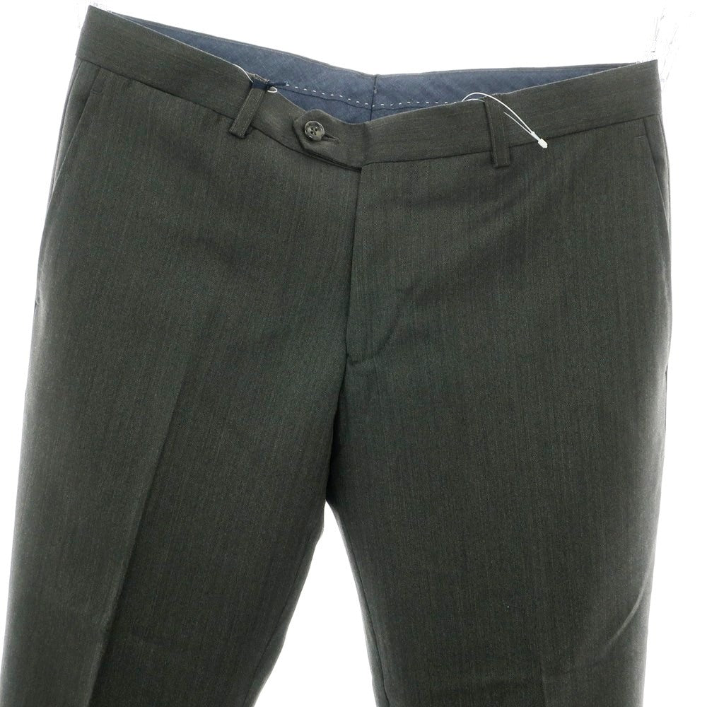 【新品】バルバ BARBA MILANO ウール ドレススラックスパンツ ダークオリーブxブラック【 48 】【 状態ランクN 】【 メンズ 】