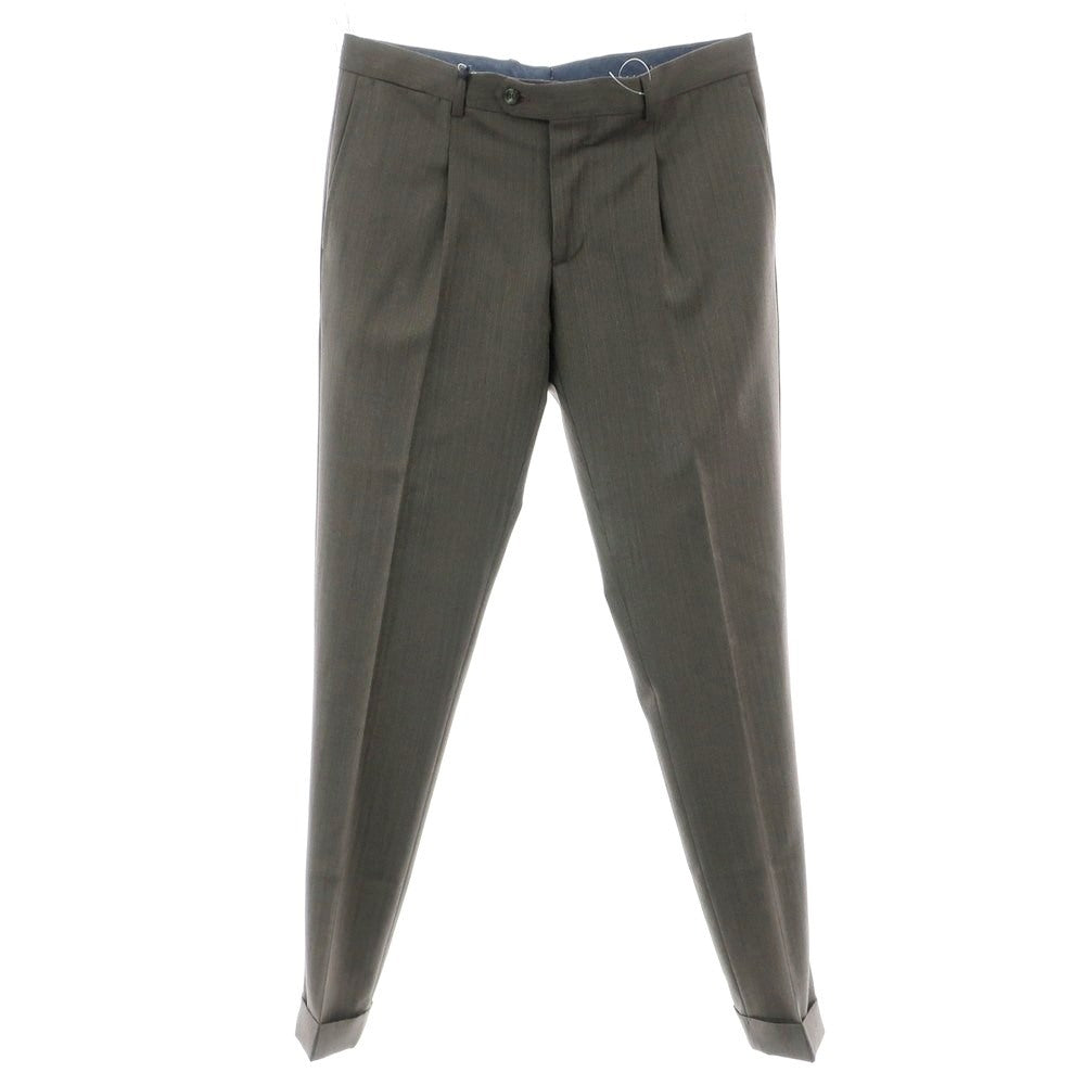 【新品】バルバ BARBA NAPOLI ウール ドレススラックスパンツ ダークブラウン系【 48 】【 状態ランクN 】【 メンズ 】