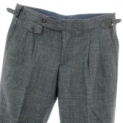 【新品】バルバ BARBA PARMA ウールシルクリネン グレンチェック ドレススラックスパンツ グレー系【 48 】【 状態ランクN 】【 メンズ 】