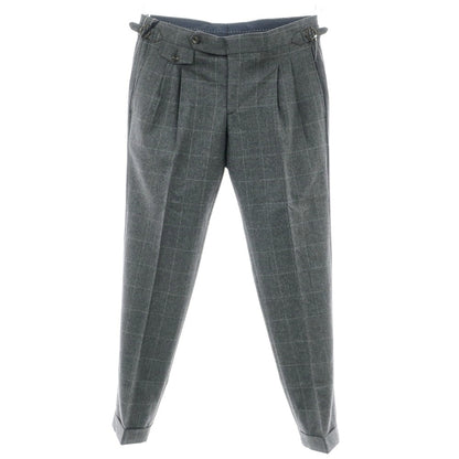 【新品】バルバ BARBA PARMA ウール ウィンドウペンチェック ドレススラックスパンツ グレー【 48 】【 状態ランクN 】【 メンズ 】