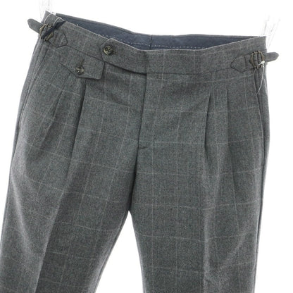 【新品】バルバ BARBA PARMA ウール ウィンドウペンチェック ドレススラックスパンツ グレー【 48 】【 状態ランクN 】【 メンズ 】