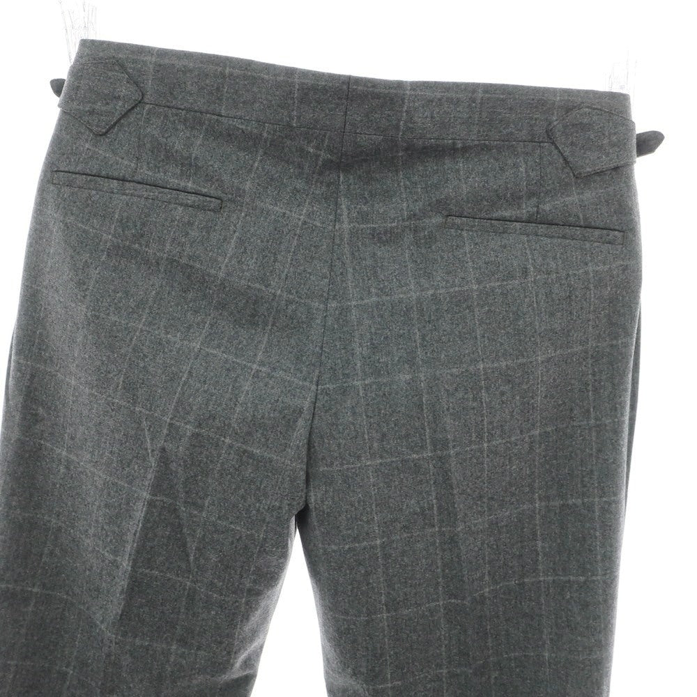 【新品】バルバ BARBA PARMA ウール ウィンドウペンチェック ドレススラックスパンツ グレー【 48 】【 状態ランクN 】【 メンズ 】
