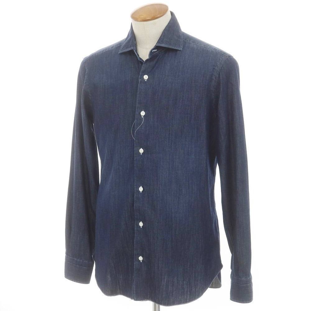 [New] BARBA DANDY LIFE Chambray Cotton Casual Shirt Navy [39] [Condition Rank N] [Men&