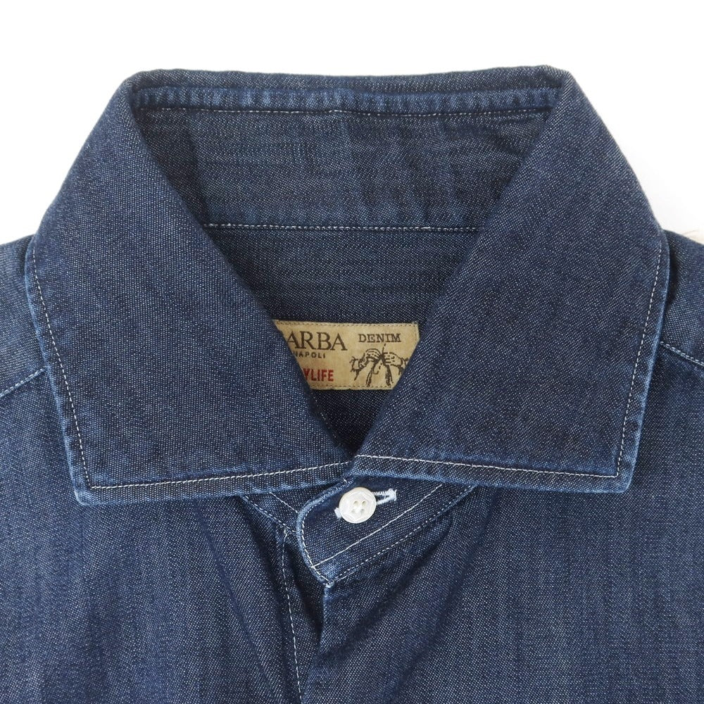 [New] BARBA DANDY LIFE Chambray Cotton Casual Shirt Navy [39] [Condition Rank N] [Men&