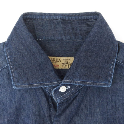 [New] BARBA DANDY LIFE Chambray Cotton Casual Shirt Navy [39] [Condition Rank N] [Men&