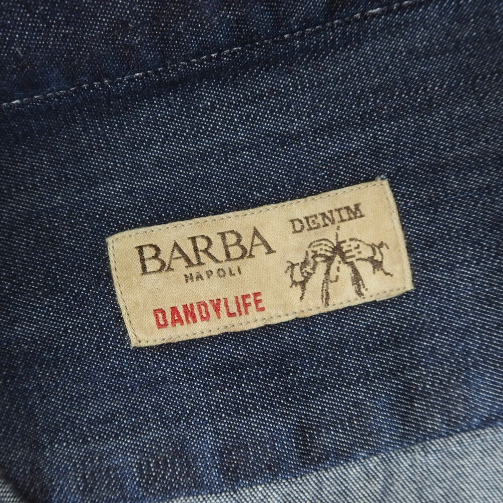[New] BARBA DANDY LIFE Chambray Cotton Casual Shirt Navy [39] [Condition Rank N] [Men&