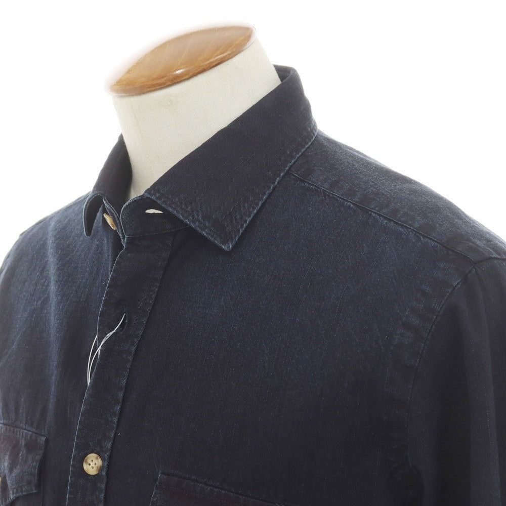 [New] BARBA DANDY LIFE Cotton Casual Shirt Dark Navy [40] [Condition Rank N] [Men&