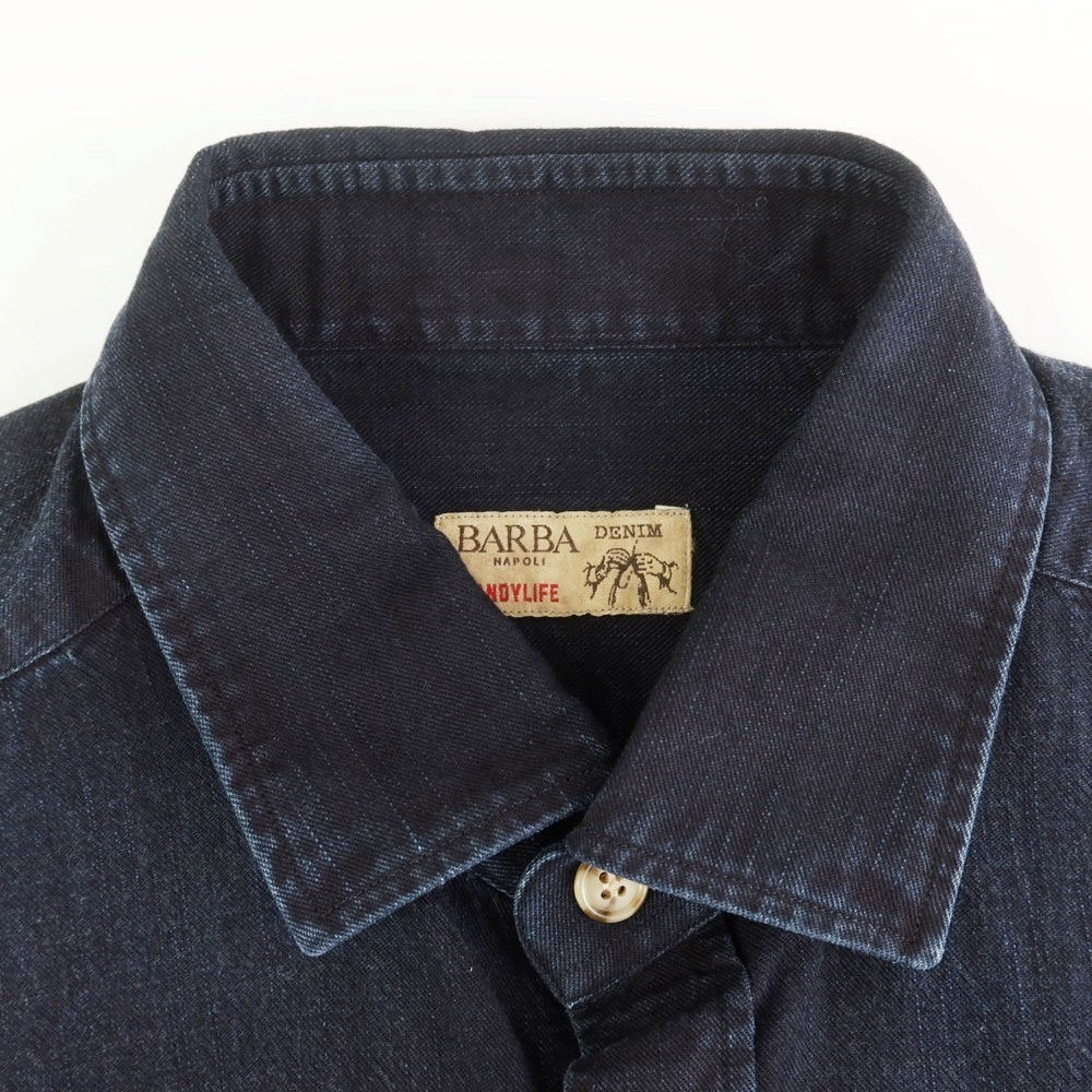 [New] BARBA DANDY LIFE Cotton Casual Shirt Dark Navy [40] [Condition Rank N] [Men&