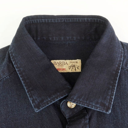 [New] BARBA DANDY LIFE Cotton Casual Shirt Dark Navy [40] [Condition Rank N] [Men&