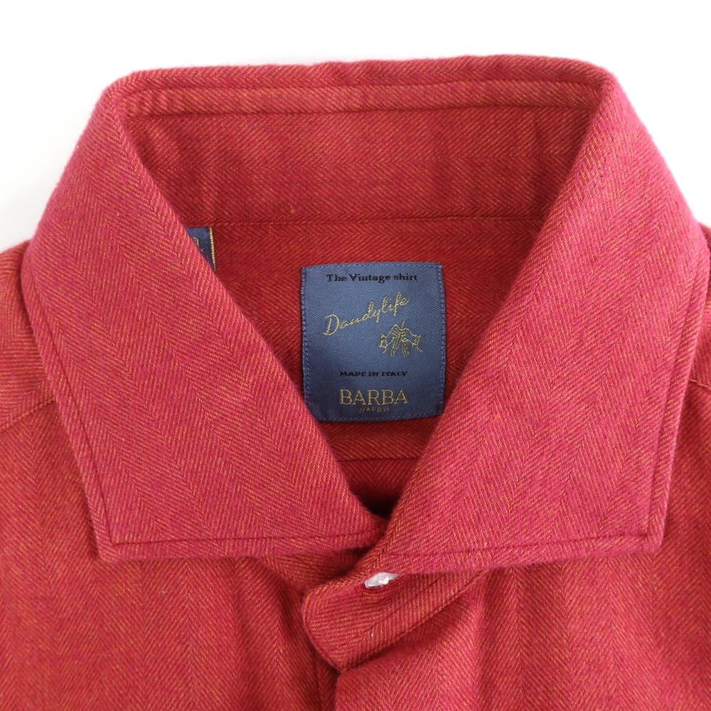 [New] BARBA DANDY LIFE Cotton Flannel Casual Shirt Red [39] [Condition Rank N] [Men&