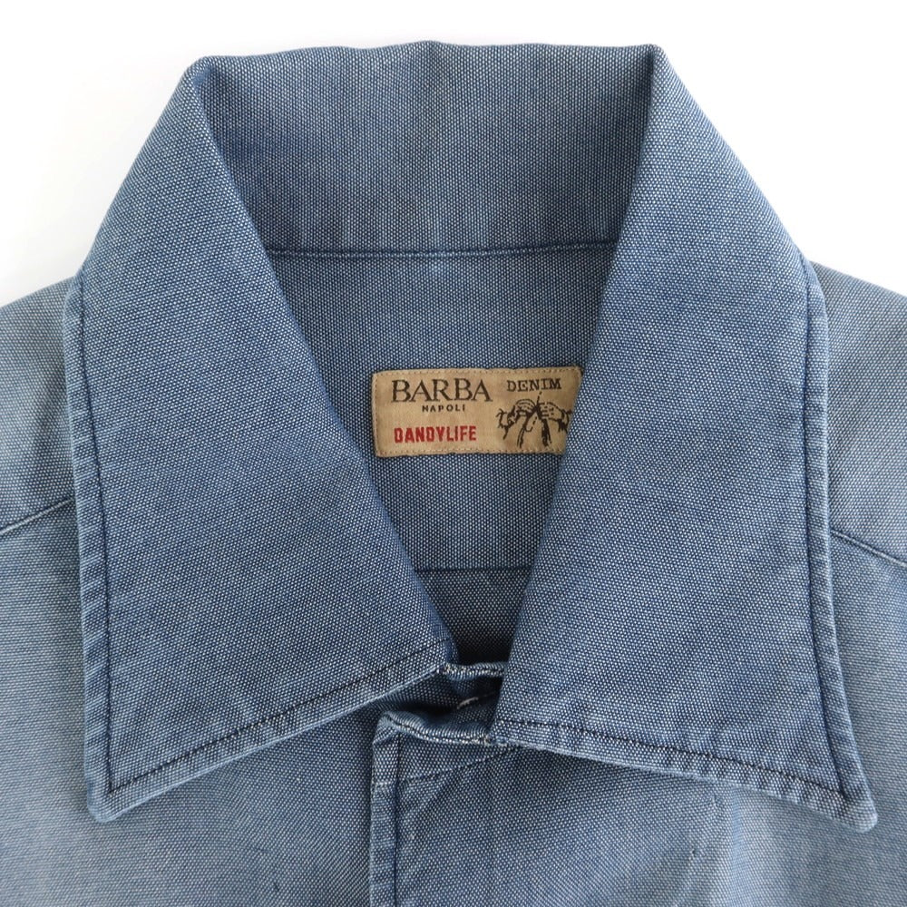 [New] BARBA DANDY LIFE Cotton Casual Shirt Blue [39] [Condition Rank N] [Men&