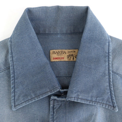 [New] BARBA DANDY LIFE Cotton Casual Shirt Blue [39] [Condition Rank N] [Men&