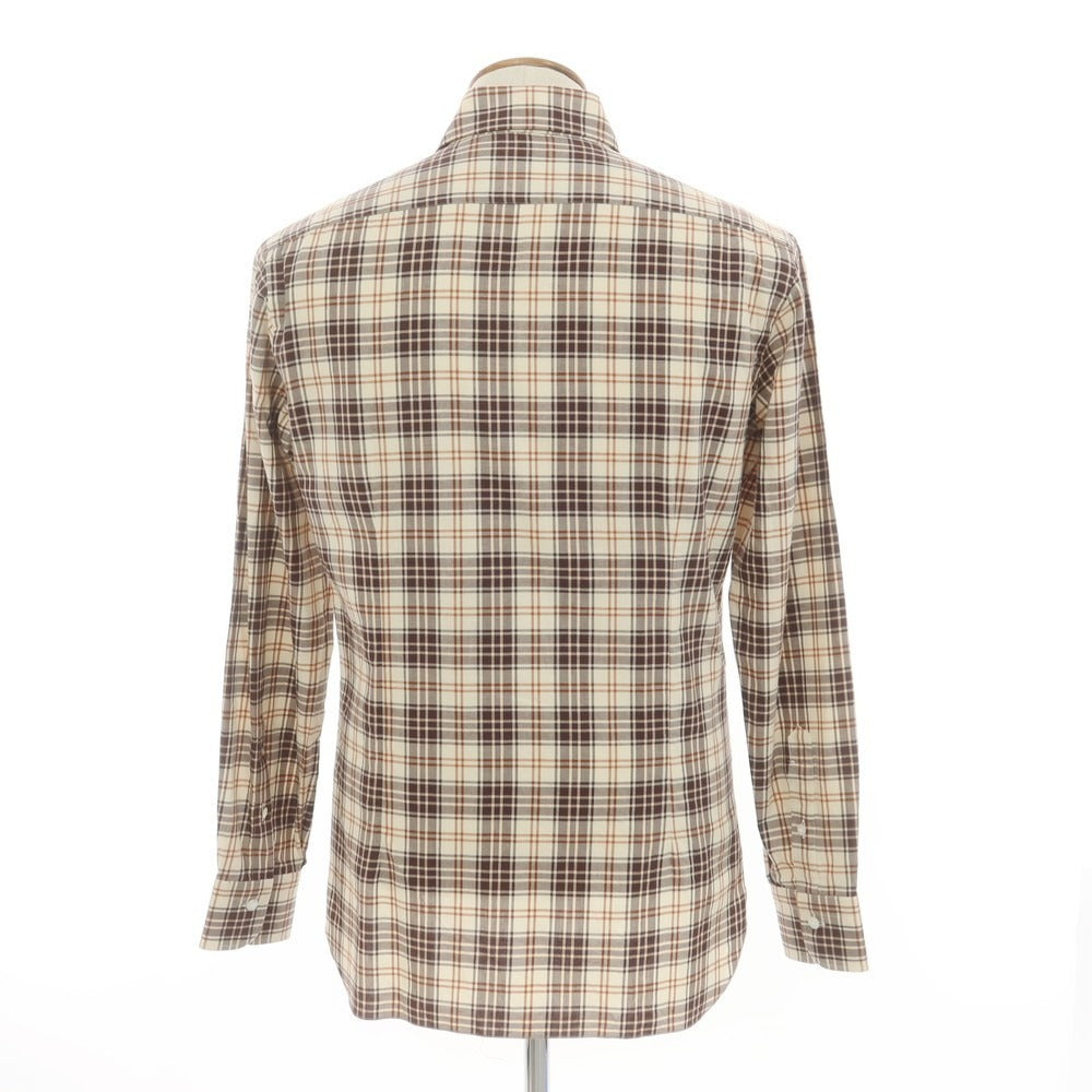 [New] BARBA DANDY LIFE Cotton Check Casual Shirt Light Beige x Brown [39] [Condition Rank N] [Men&